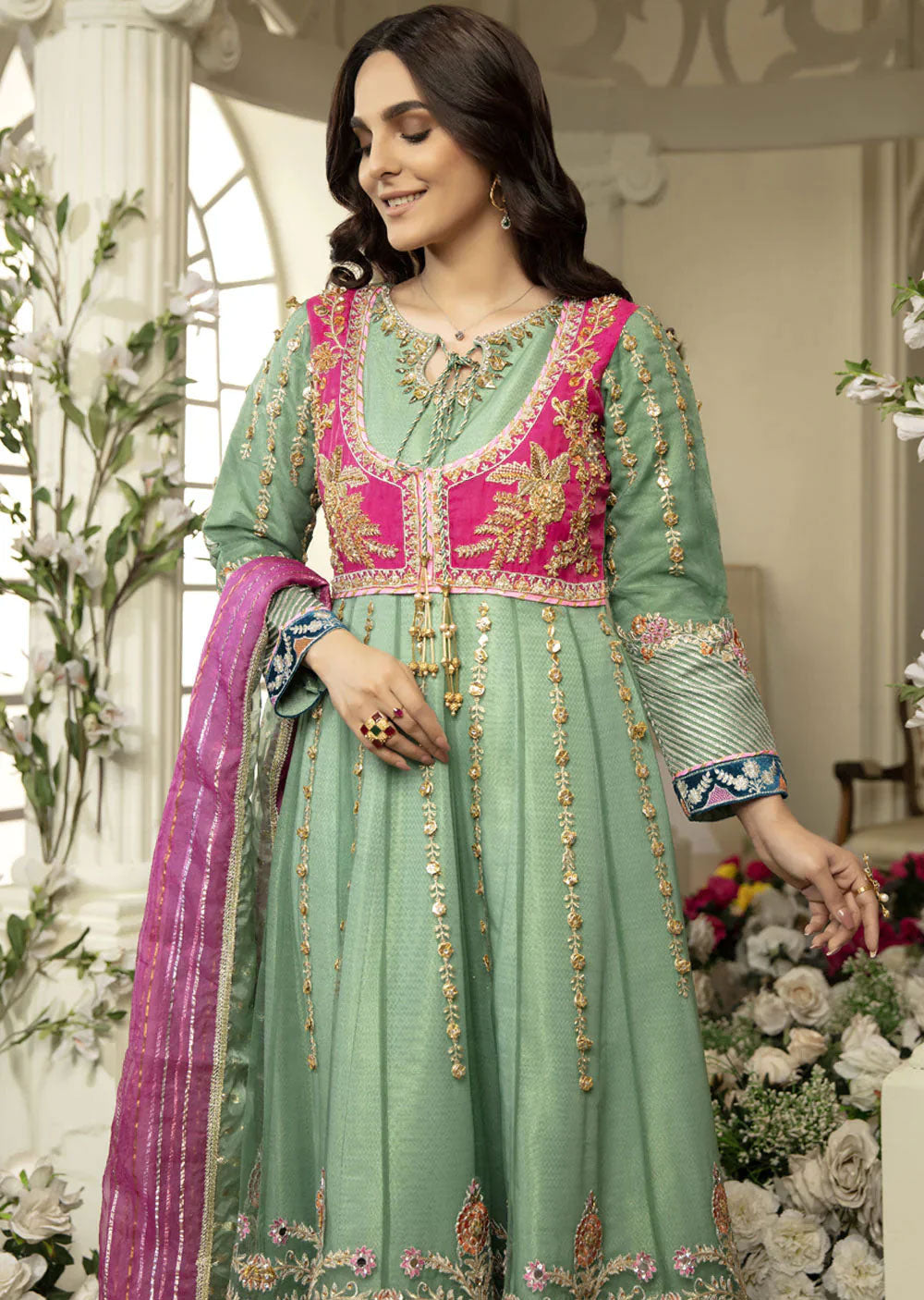 AL-3285 Readymade green Ally's Dress - Memsaab Online