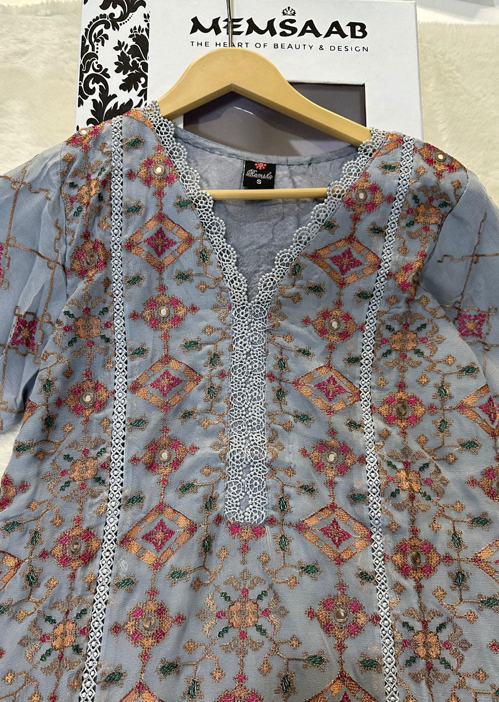 WA-360-G -Grey Readymade - Ramsha Suit 2024 - Memsaab Online