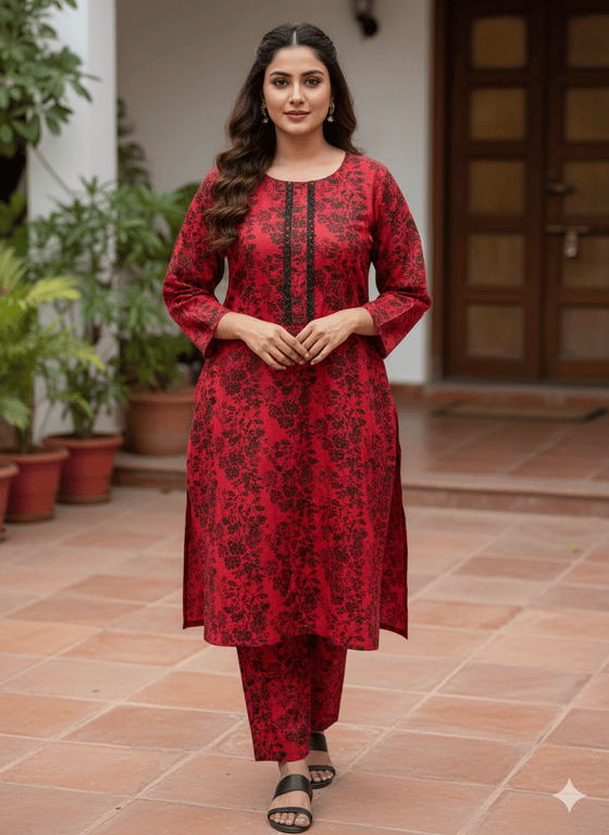 SLMN-36 Readymade Khaddar Co-ord - Memsaab Online