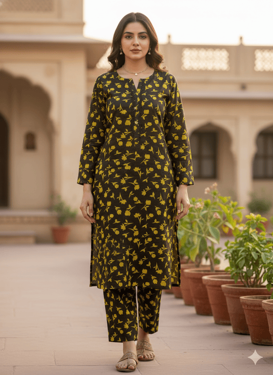 SLMN-37 Readymade Khaddar Co-ord - Memsaab Online