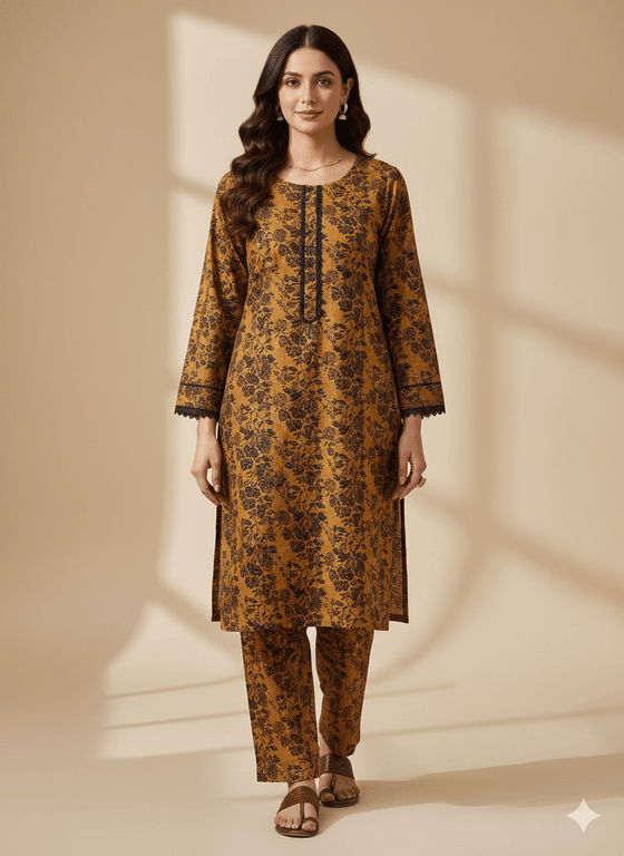 SLMN-26 Readymade Khaddar Co-ord - Memsaab Online