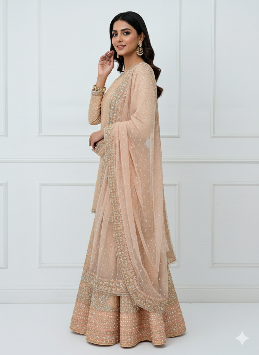 SRB1321 - Peach - Sehrish.B Designer - Memsaab Online