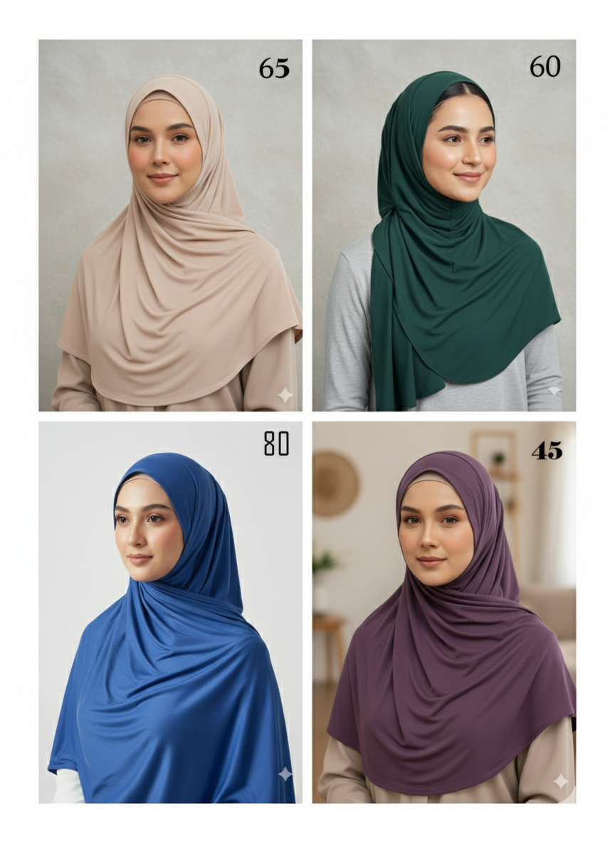 *5 for £10* Jersey Stretchy Large Hijab - Memsaab Online