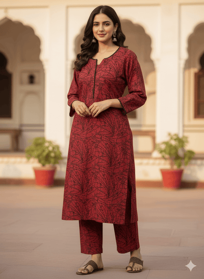SLMN-38 Readymade Khaddar Co-ord - Memsaab Online