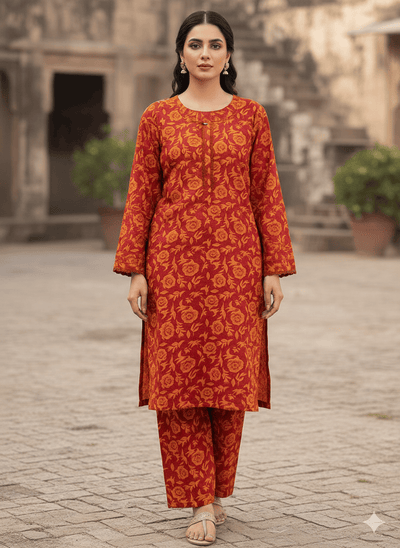 SLMN-33 Readymade Khaddar Co-ord - Memsaab Online