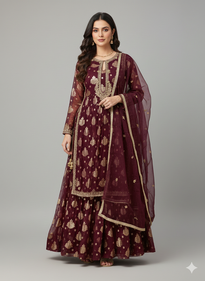 SRB1216 - Nafees - Purple Sehrish.B Designer - Memsaab Online