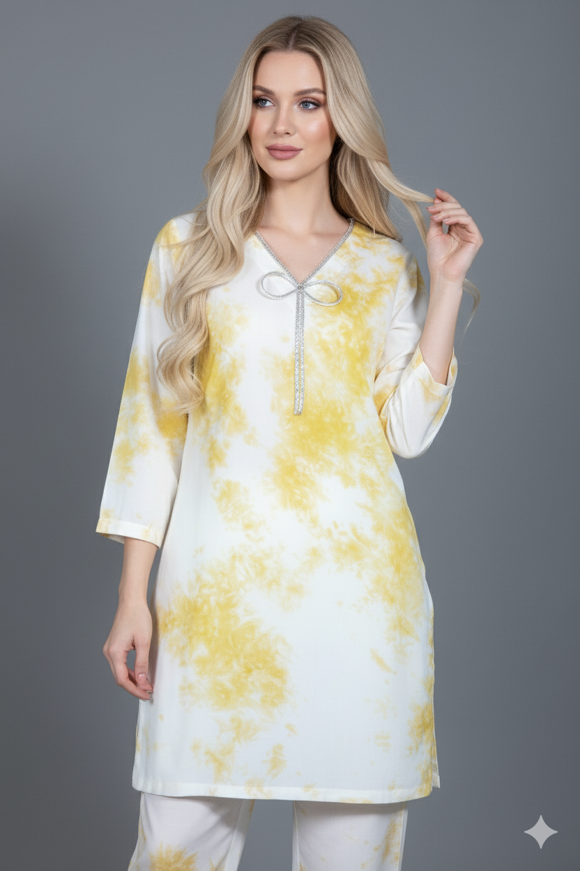 RBY-137- Tye & Dye Crepe 2 Piece Co-ord - Memsaab Online