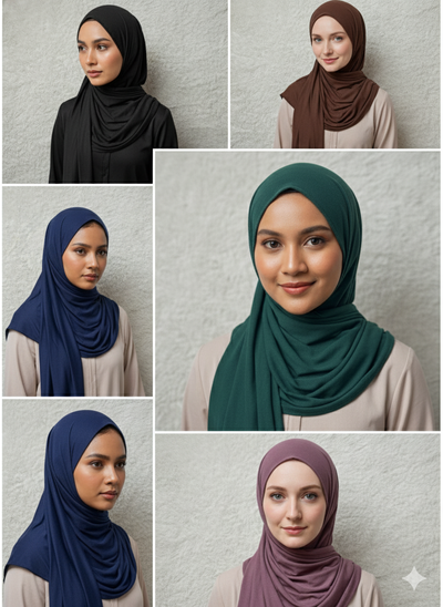*5 for £10* Jersey Stretchy Large Hijab - Memsaab Online