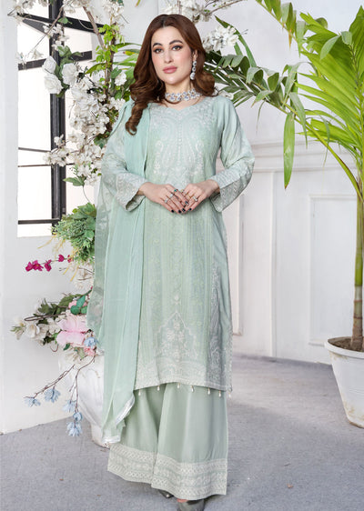 HK234 Jaan - Mint Readymade Linen Suit - Memsaab Online