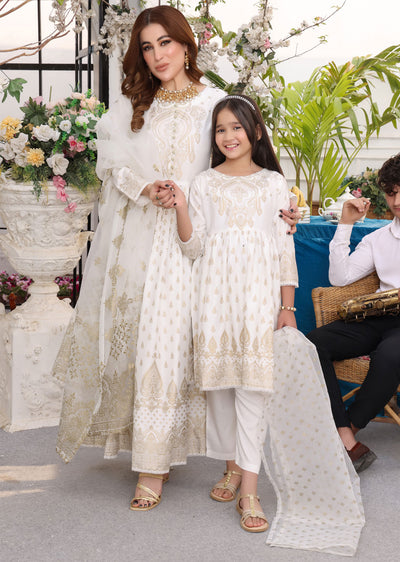 HK245 Gavinchi - White Readymade Mother & Daughter Dress - Memsaab Online