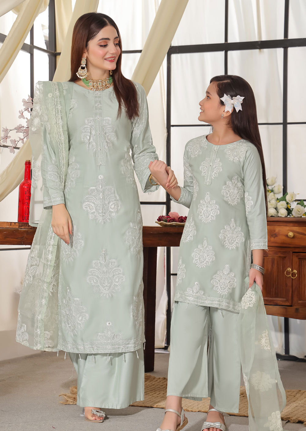 HK255 Dilreva - Mint Mummy n Me Outfit - Memsaab Online