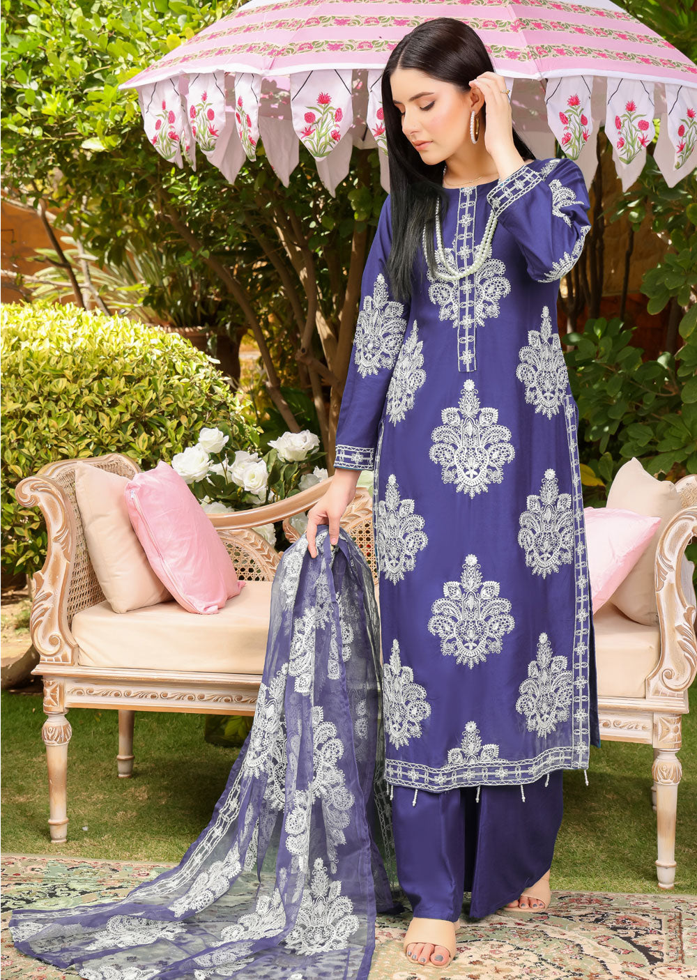 HK255 Dilreva - Navy Readymade Mummy n Me Outfit - Memsaab Online