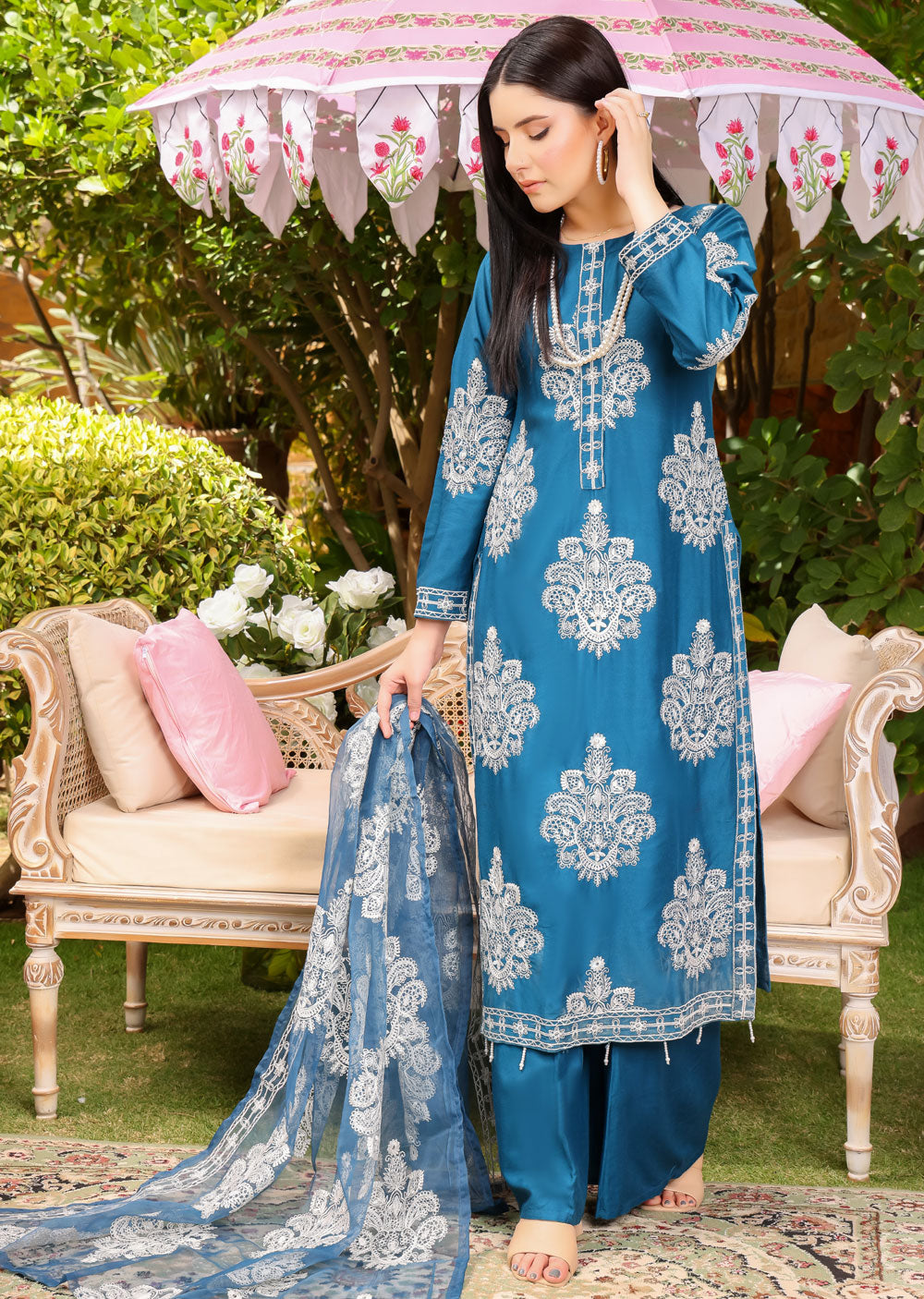 HK255 Dilreva - Teal Mummy n Me Outfit - Memsaab Online