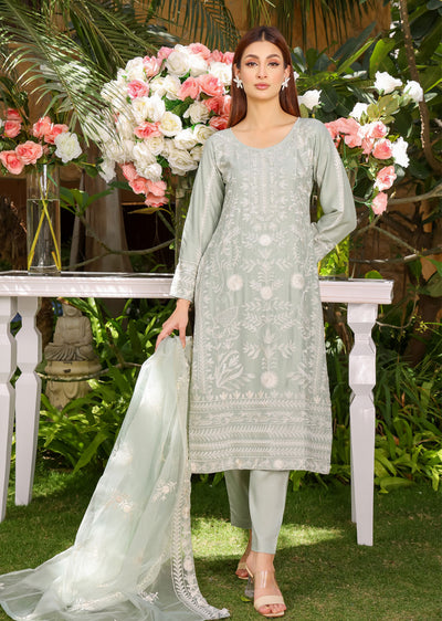 HK256 Lira - Mint Readymade Linen Mother & Daughter Suit - Memsaab Online