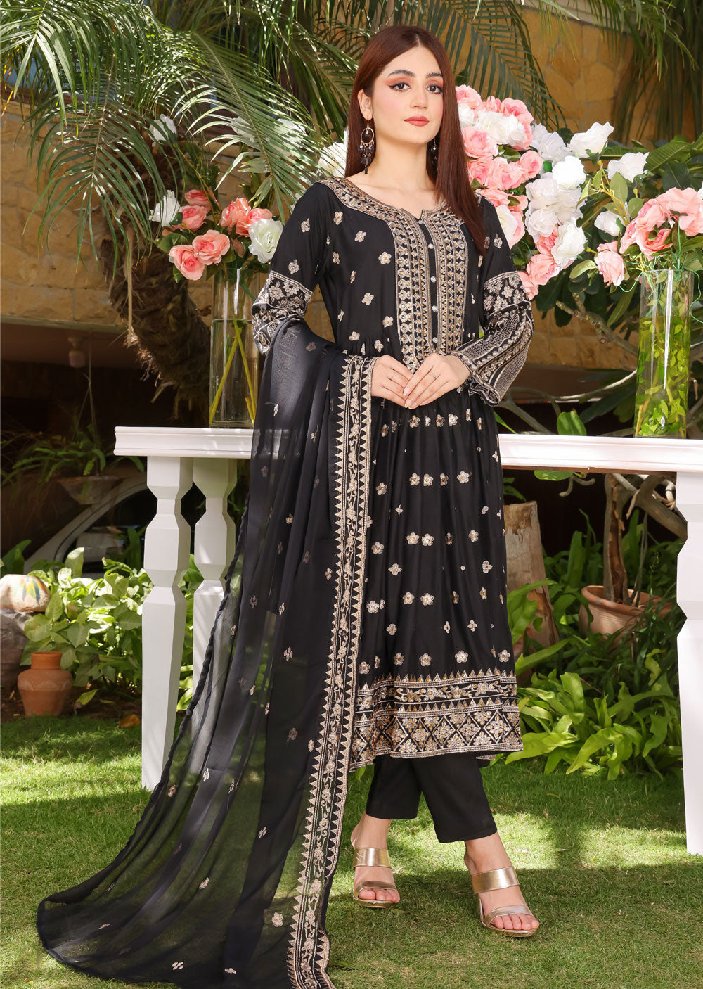 HK258 Zorra - Black Readymade Linen Dress - Memsaab Online