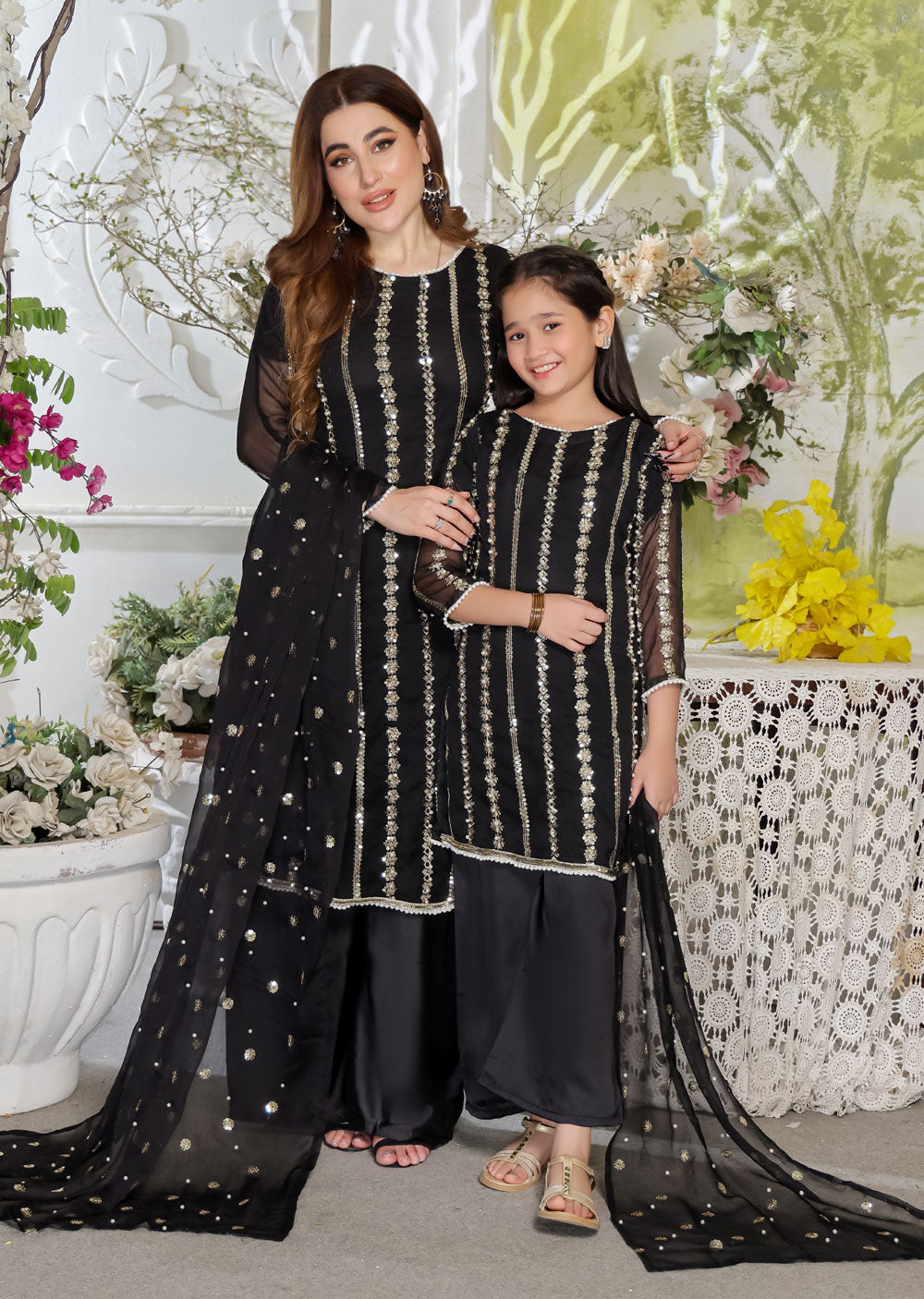 HK260 Zilla - Black Readymade Mummy n Me Outfit - Memsaab Online