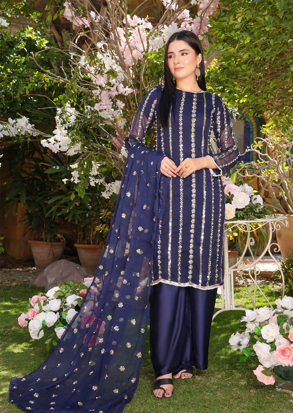 HK260 Zilla - Navy Readymade Mummy n Me Outfit - Memsaab Online