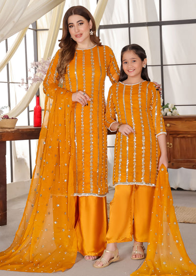 HK260 Zilla - Orange Readymade Mummy n Me Outfit - Memsaab Online