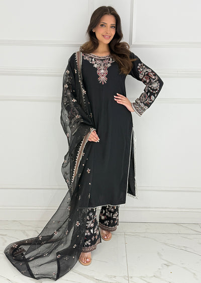 HK279 - KASHF - Black Linen Oufit - Memsaab Online