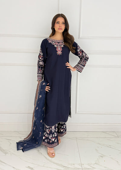 HK279 - KASHF - Navy Linen Oufit - Memsaab Online