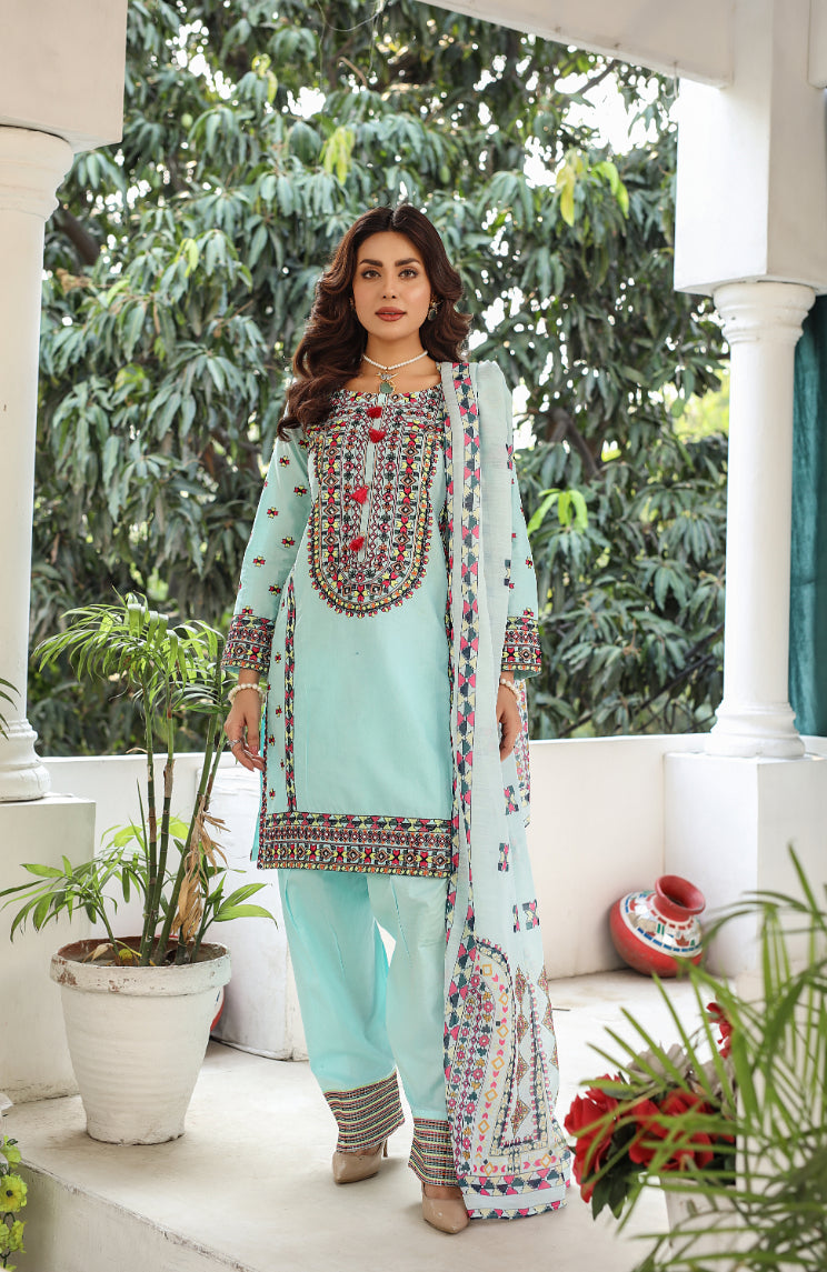 HK321 - Readymade Cotton Outfit 2025 - Memsaab Online