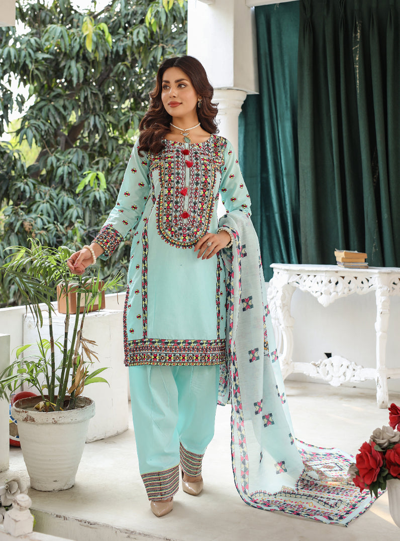 HK321 - Readymade Cotton Outfit 2025 - Memsaab Online