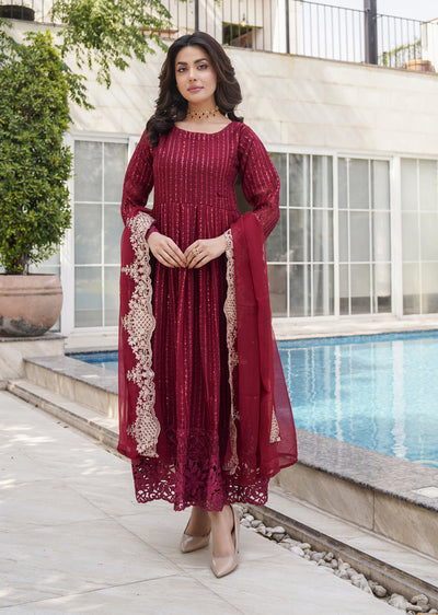 HK318 - Readymade Chiffon Outfit 2025 - Memsaab Online