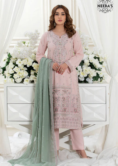 HSS-145 - Readymade Pink Cotton Suit - Memsaab Online