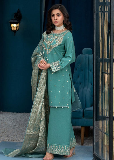 HSS-152 - Readymade Green Cotton Suit - Memsaab Online