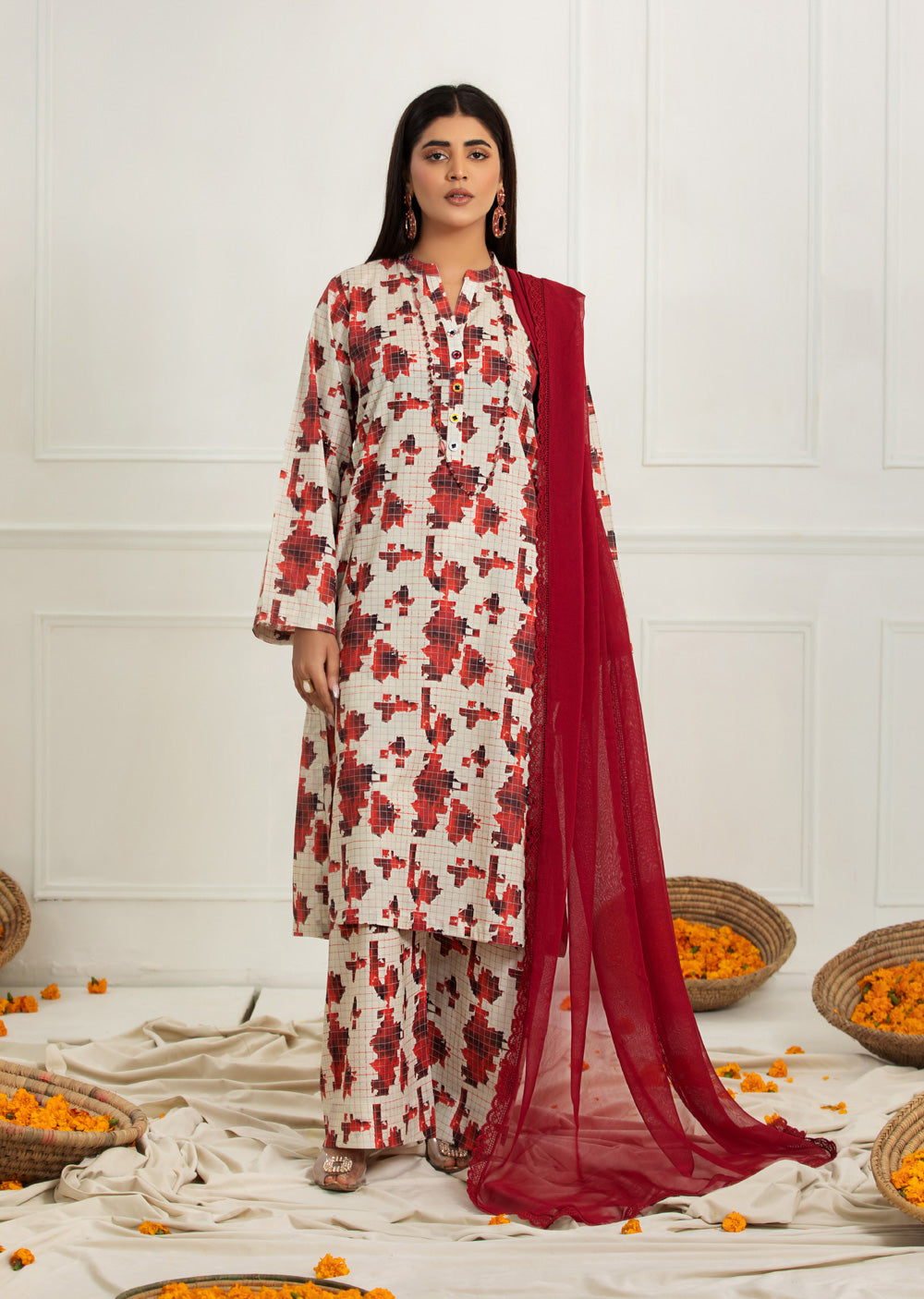 HSS-202 - Readymade Heeras linen Suit - Memsaab Online