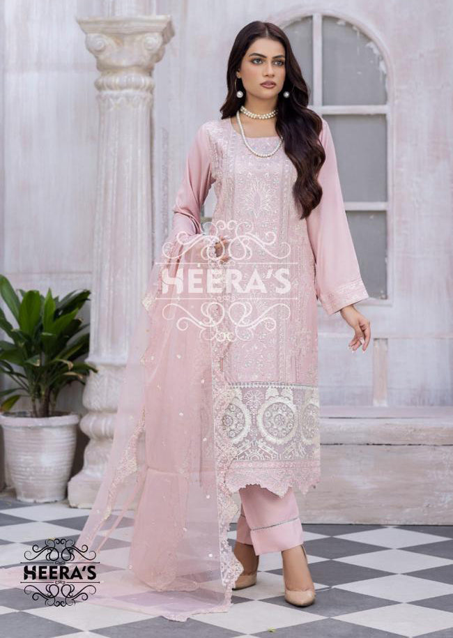HSS-20 Readymade Pink Lawn Suit - Memsaab Online