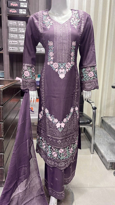 SHAZ9007 Chiffon Embroidered Mummy n Me Suits - Memsaab Online