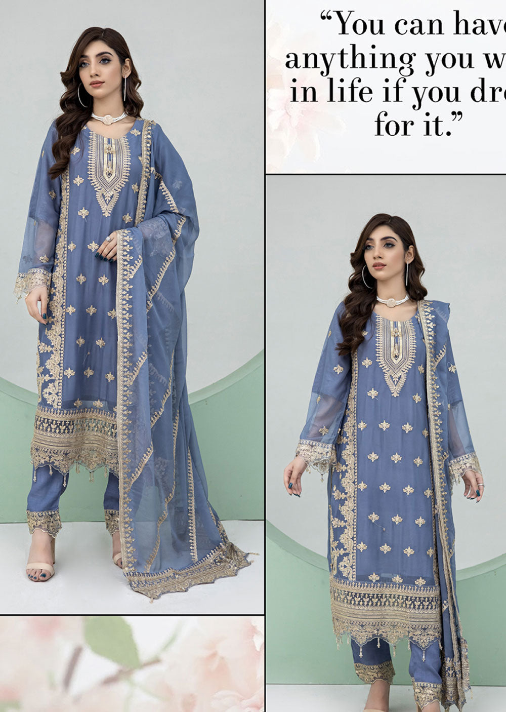 RGZ4020 Readymade Grey Chiffon suit - Memsaab Online