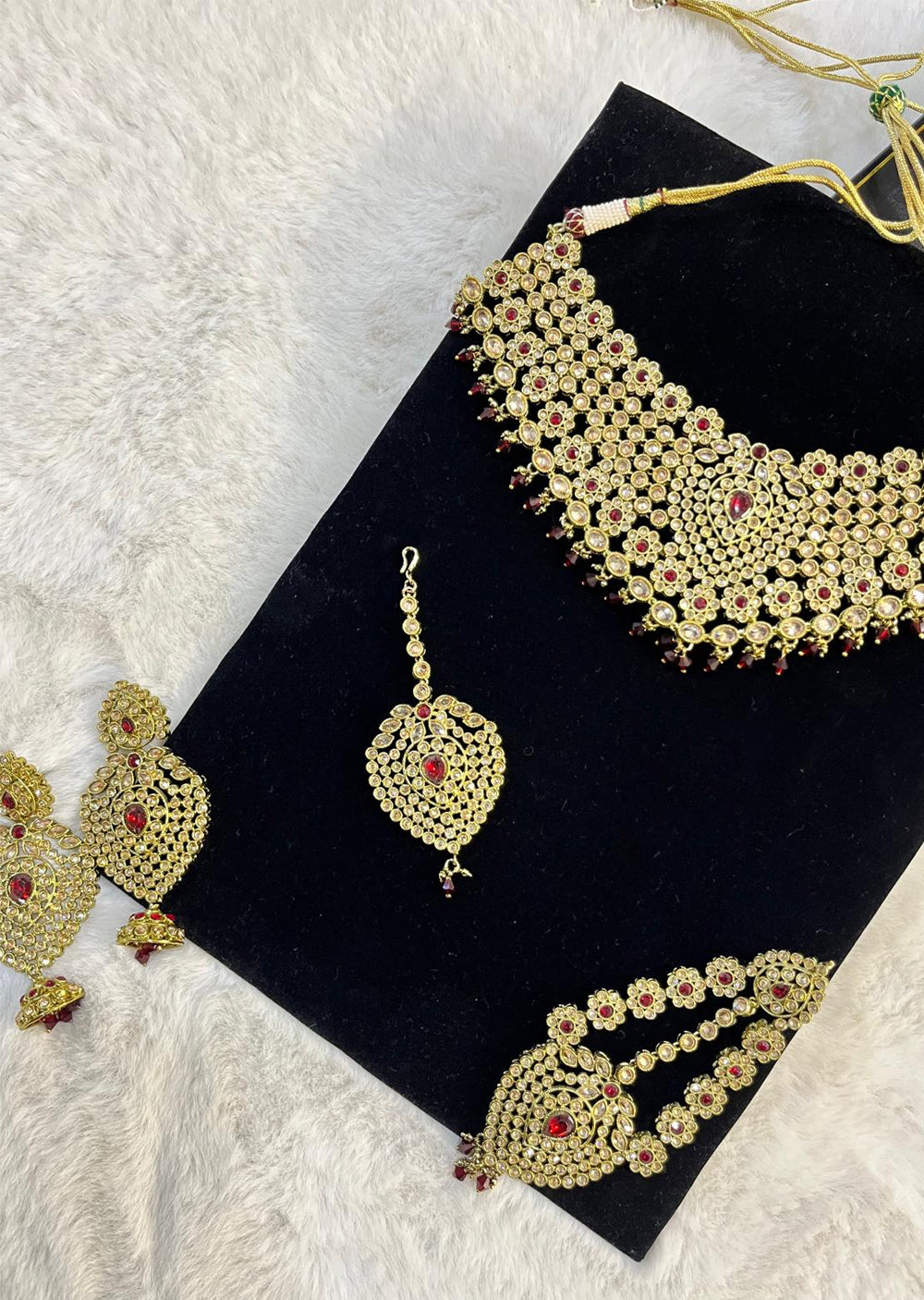 4640 Necklace Set Maroon - Memsaab Online