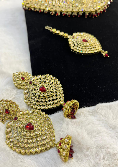 4640 Necklace Set Maroon - Memsaab Online