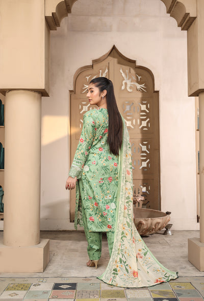 MDNA-15 - Green Embroidered Lawn Outfit - Memsaab Online
