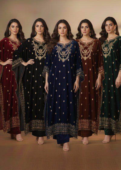 SFSH-09 Fancy Velvet Kaftan - Memsaab Online