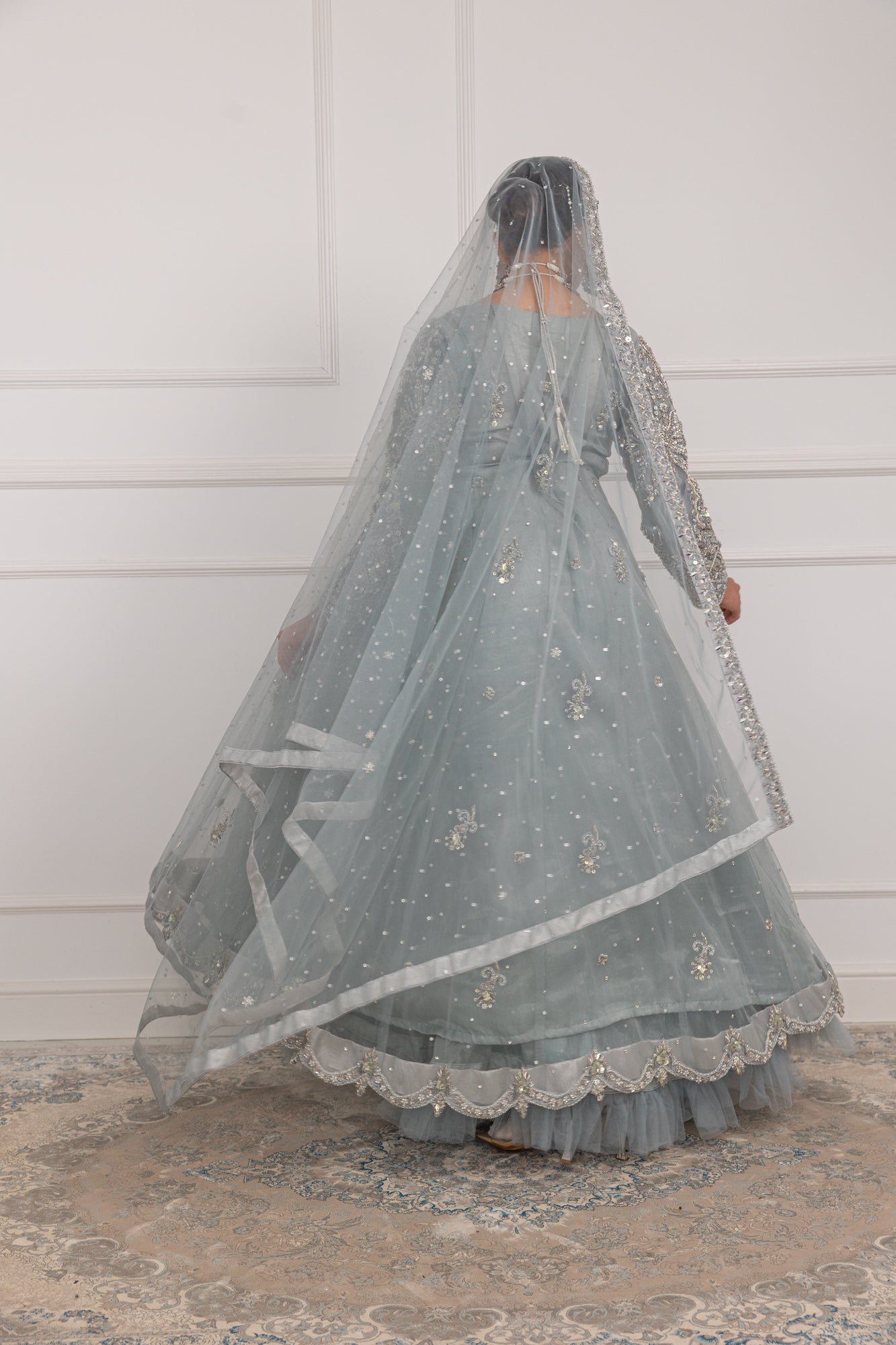 SRB1205 - Rehana - Duck Blue Sehrish.B Designer - Memsaab Online