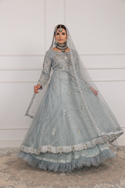 SRB1205 - Rehana - Duck Blue Sehrish.B Designer - Memsaab Online