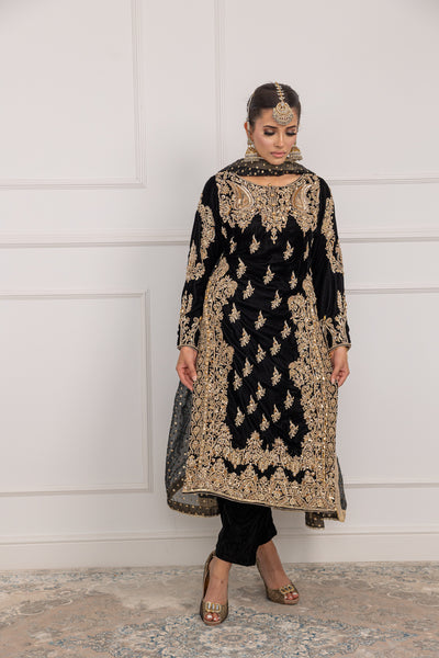 SRB1209 - Imaad - black Sehrish.B Designer - Memsaab Online