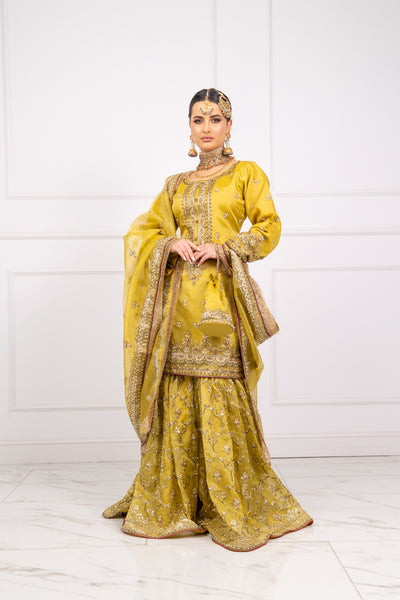 SRB1302 - Natasha - Mehndi Green - Sehrish.B Designer - Memsaab Online