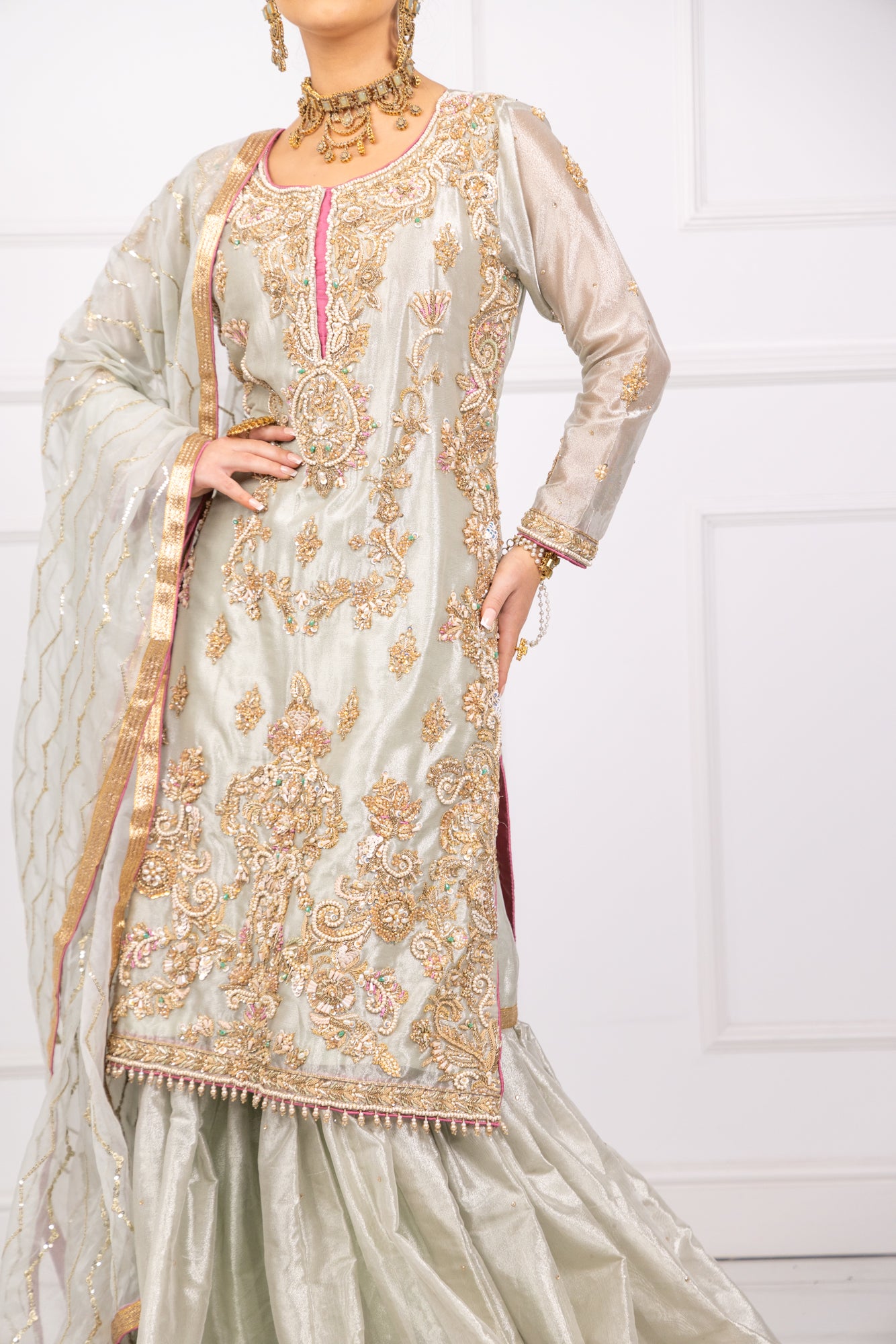 SRB1102 - BAREERA - Mint Sehrish.B Designer - Memsaab Online