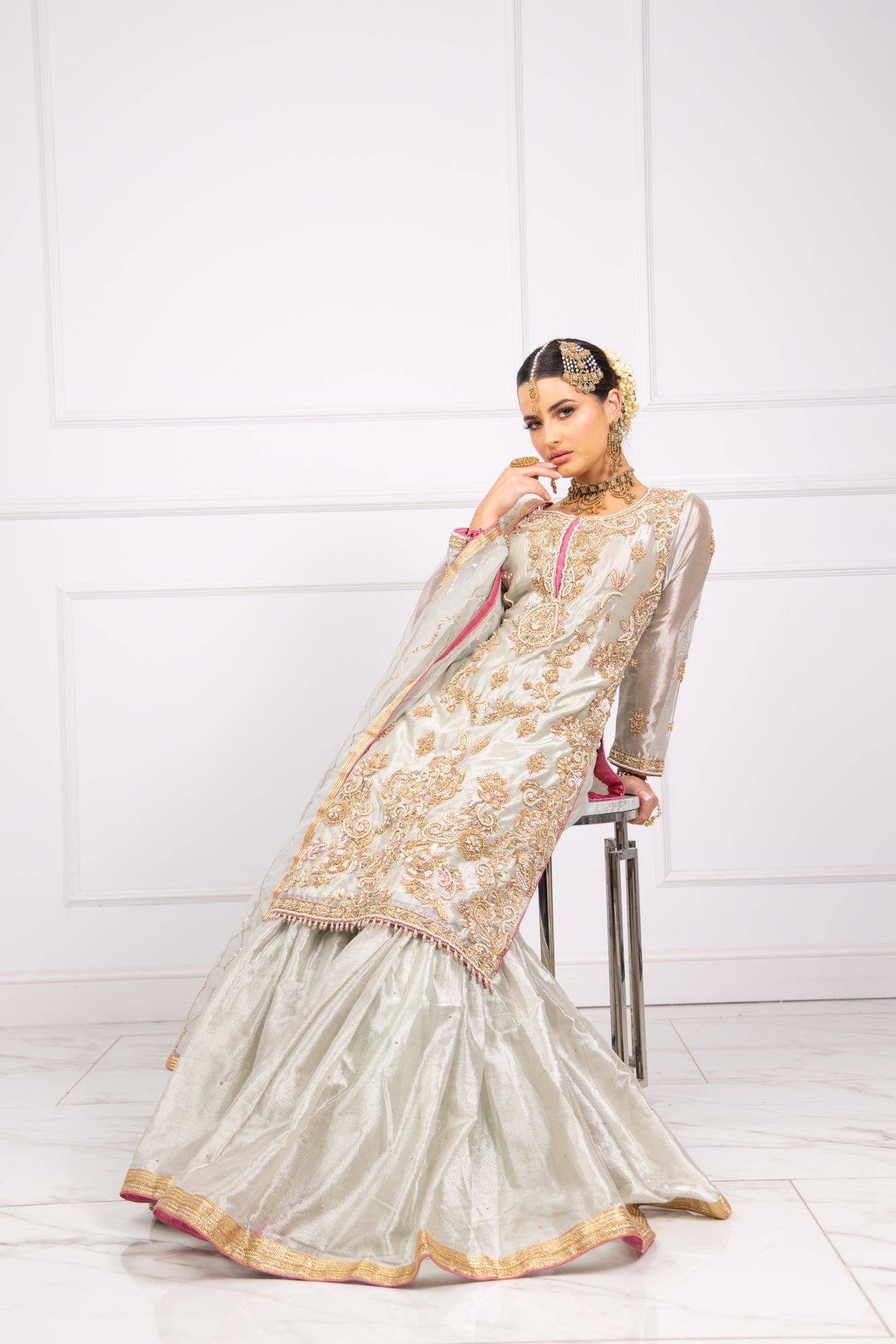 SRB1102 - BAREERA - Mint Sehrish.B Designer - Memsaab Online