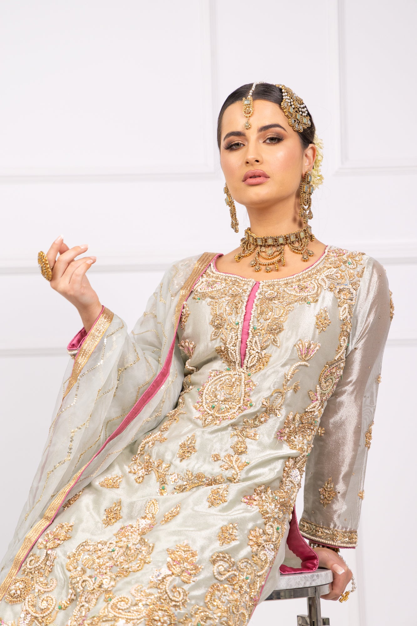 SRB1102 - BAREERA - Mint Sehrish.B Designer - Memsaab Online