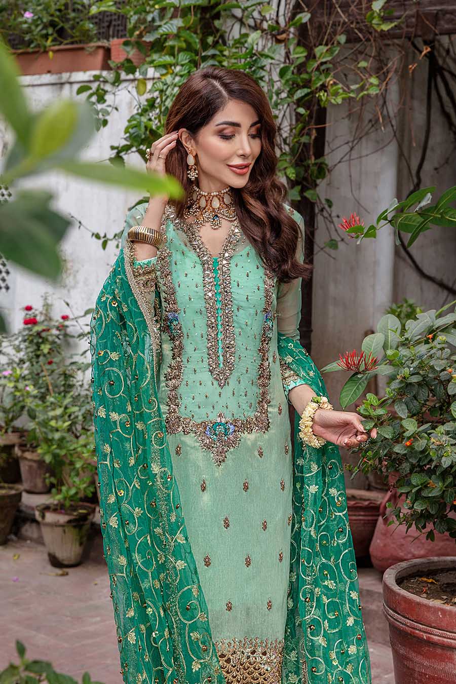 P-235 Turquoise Readymade Khuda Baksh Creations 2024 - Memsaab Online