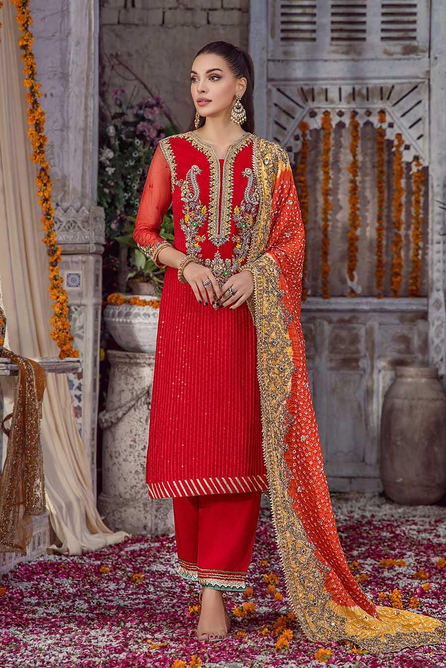 P-241 Red Readymade Khuda Baksh Creations 2024 - Memsaab Online