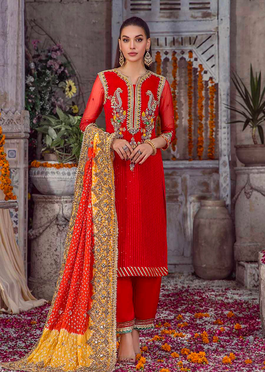 P-241 Red Readymade Khuda Baksh Creations 2024 - Memsaab Online