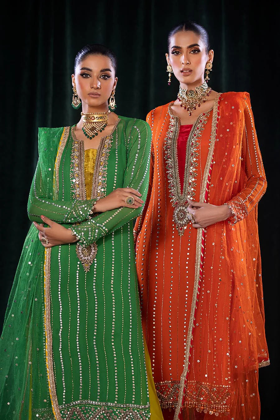 P-257 Orange Readymade Khuda Baksh Creations 2024 - Memsaab Online