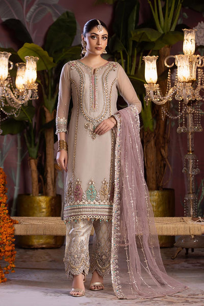 P-258 - Beige - Readymade - Khuda Baksh Suit - Memsaab Online