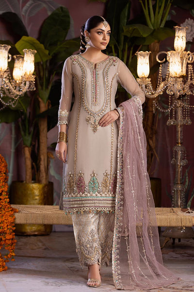 P-258 - Beige - Readymade - Khuda Baksh Suit - Memsaab Online